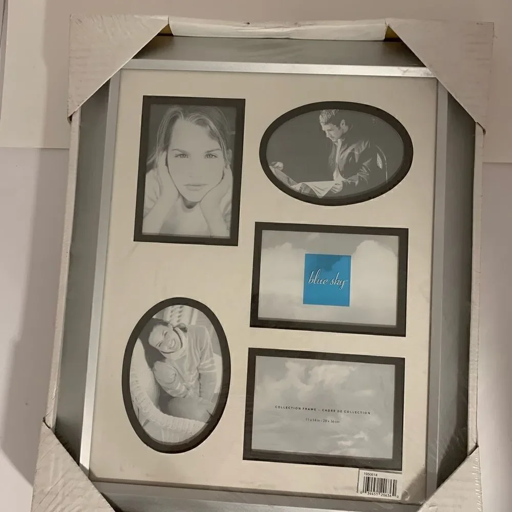Blue Sky Collection Silver Frame Matted Photo 5 Separate 3x5 Inch Photo Opening